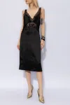 Saint Laurent Satin Short Dress In Black