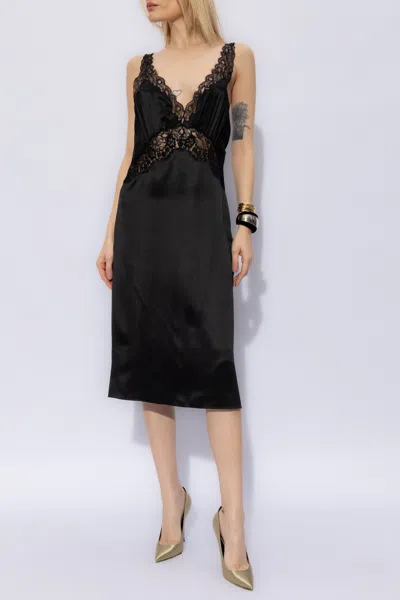 Saint Laurent Silk Dress In Black