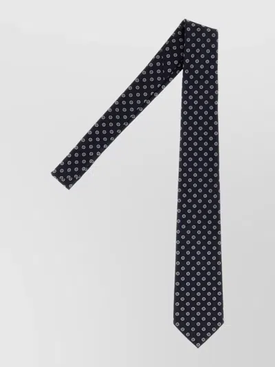 Saint Laurent Silk Embroidered Jacquard Tie In Black