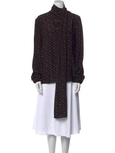 Pre-owned Saint Laurent Silk Floral Print Blouse In Black