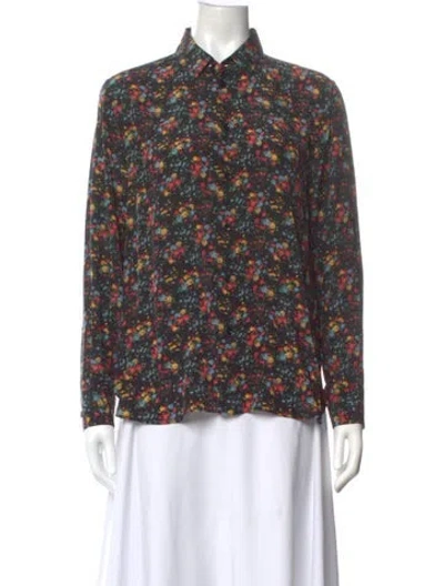 Pre-owned Saint Laurent Silk Floral Print Blouse In Multi