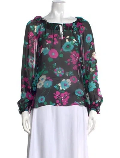 Pre-owned Saint Laurent Silk Floral Print Blouse In Multi