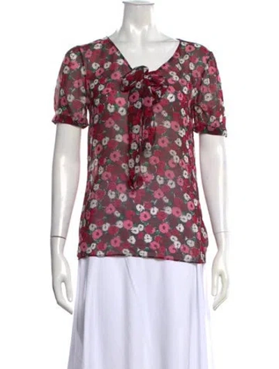 Pre-owned Saint Laurent Silk Floral Print Blouse In Multi