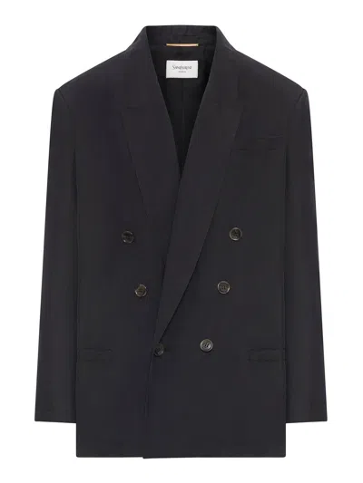 Saint Laurent Silk Formal Jacket In Black