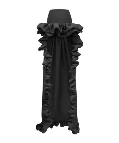 Saint Laurent Silk Gauze Bubble Skirt In Black