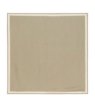 Saint Laurent Silk Geometric Print Scarf In Green