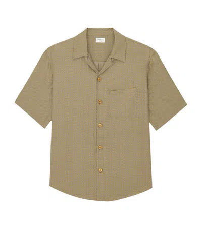 Saint Laurent Silk Geometric Shirt In Green