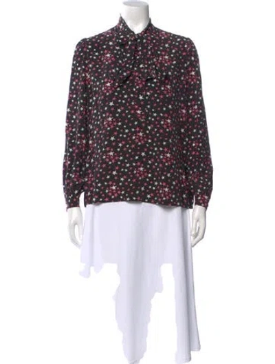 Pre-owned Saint Laurent Silk Graphic Print Blouse In Pink
