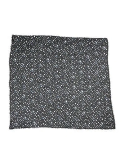 Pre-owned Saint Laurent Silk Graphic Print Scarf In Blue