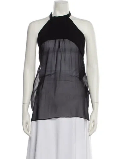 Pre-owned Saint Laurent Silk Halterneck Blouse In Black