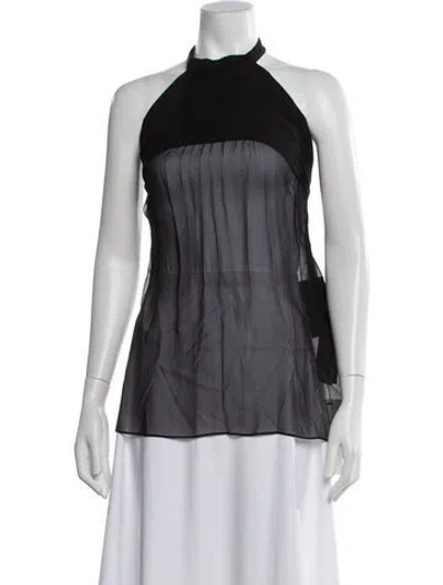 Pre-owned Saint Laurent Silk Halterneck Blouse W/ Tags In Black