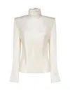 SAINT LAURENT SILK HOODED BACK NECK BLOUSE