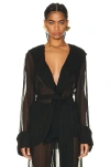 Saint Laurent Silk Jacket In Noir