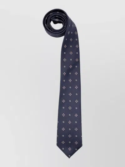 Saint Laurent Cravatta In Jacquard Di Seta In Blue