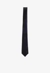 Saint Laurent Men Navy Blue Solid Tie In White