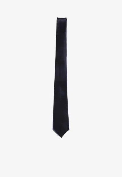 Saint Laurent Silk Jacquard Tie In White