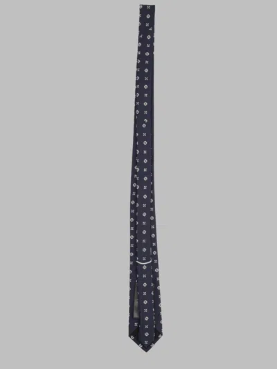 Saint Laurent Silk Jacquard Tie In Blue