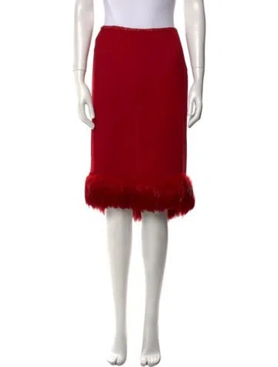 Pre-owned Saint Laurent Silk Knee-length Skirt In Red