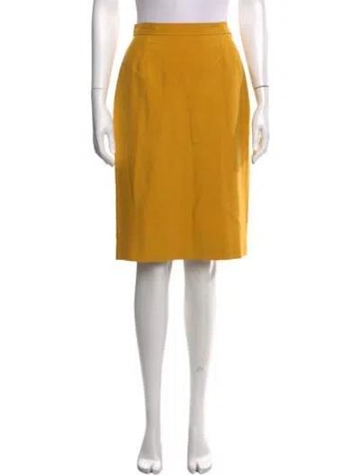 Pre-owned Saint Laurent Silk Knee-length Skirt In Yellow
