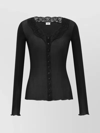 Saint Laurent Silk Lace Cardigan Ribbed Texture