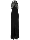 Saint Laurent Lace-trimmed Silk Charmeuse Gown In Black