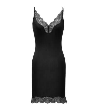 Saint Laurent Silk Lace Mini Dress In Black