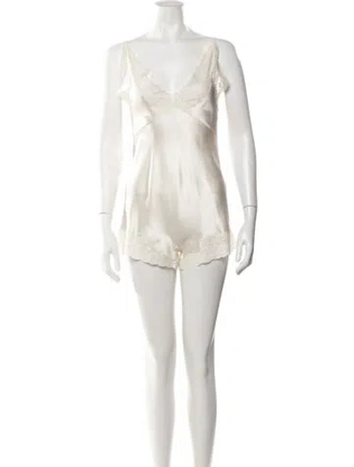Pre-owned Saint Laurent Silk Lace Pattern Nightgown W/ Tags In Neutral