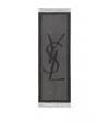 Saint Laurent Cassandre Jacquard Scarf In Grey