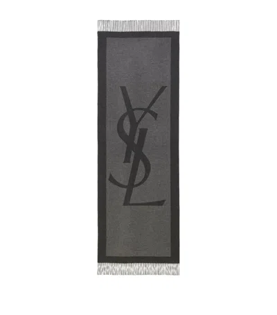 SAINT LAURENT SILK LOGO SCARF