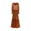 Saint Laurent Silk Dress With Corset Waist And Puff Sleeves
