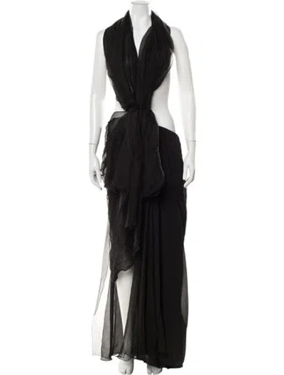 Pre-owned Saint Laurent Silk Long Dress In Black