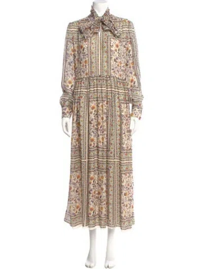Pre-owned Saint Laurent Silk Long Dress In Neutral