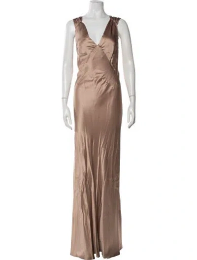 Pre-owned Saint Laurent Silk Long Dress In Neutral