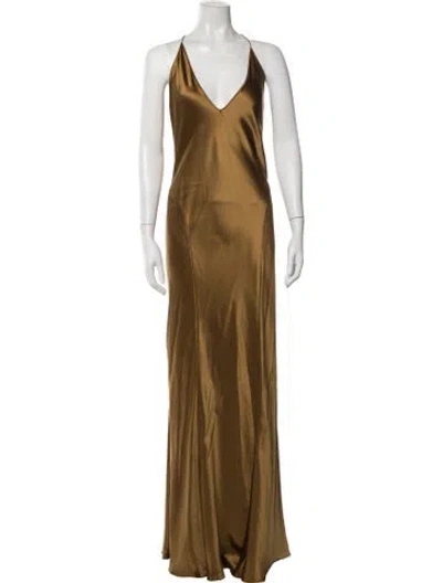 Pre-owned Saint Laurent Silk Long Dress In Neutral