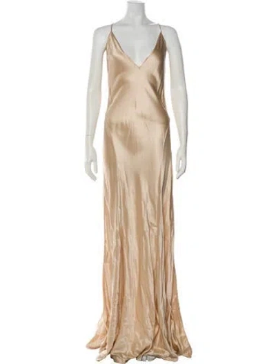 Pre-owned Saint Laurent Silk Long Dress In Neutral