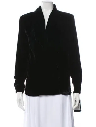 Pre-owned Saint Laurent Silk Long Sleeve Blouse In Black