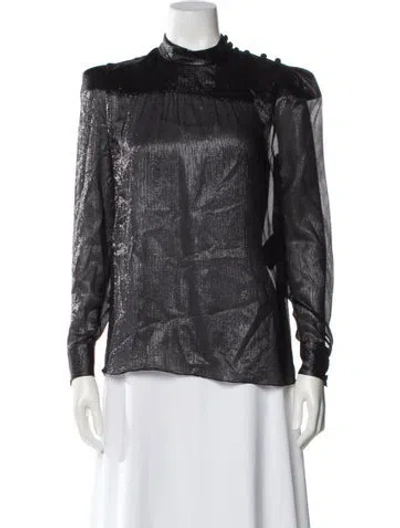 Pre-owned Saint Laurent Silk Long Sleeve Blouse In Black