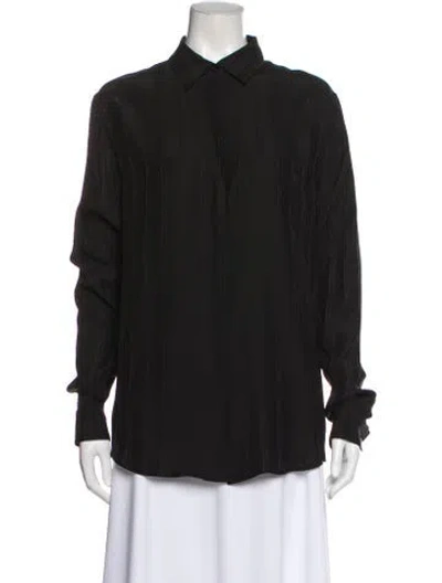 Pre-owned Saint Laurent Silk Long Sleeve Blouse In Black