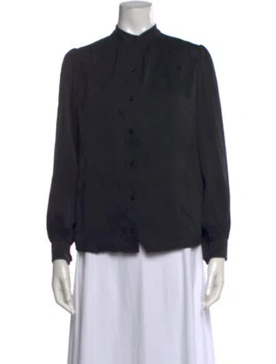 Pre-owned Saint Laurent Silk Long Sleeve Blouse In Black