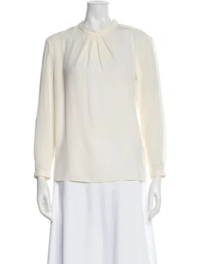 Pre-owned Saint Laurent Silk Long Sleeve Blouse In Neutral