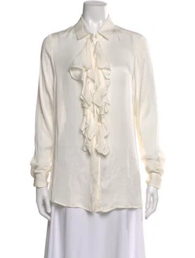 Pre-owned Saint Laurent Silk Long Sleeve Blouse In Neutral