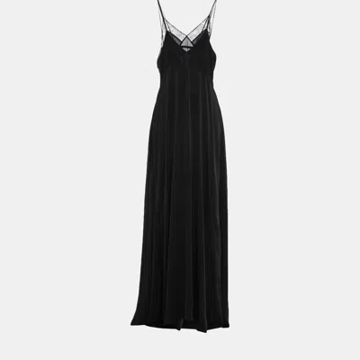 Pre-owned Saint Laurent Silk Maxi Dress 36 In Black