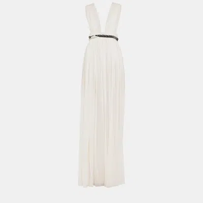 Pre-owned Saint Laurent Silk Maxi Dress 38 In White