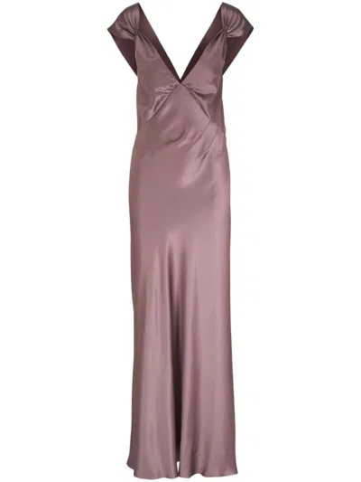 Saint Laurent Silk Maxi Dress In 粉色