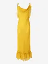 Saint Laurent Abito In Crepe Senape Donna In Yellow