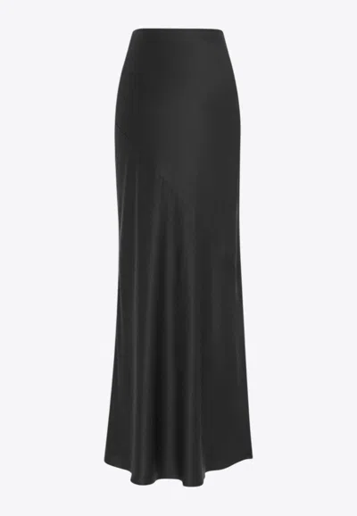 Saint Laurent Silk Maxi Skirt In Black