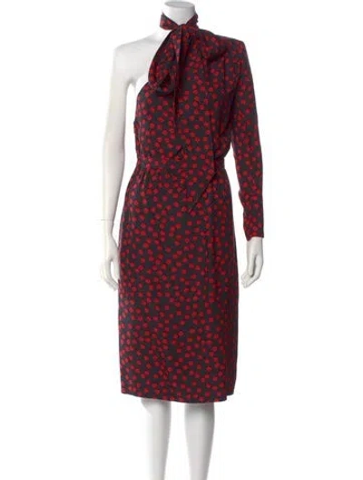 Pre-owned Saint Laurent Silk Midi Length Dress In Black