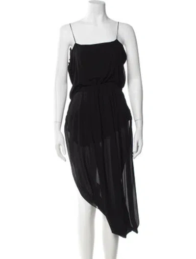 Pre-owned Saint Laurent Silk Midi Length Dress In Black