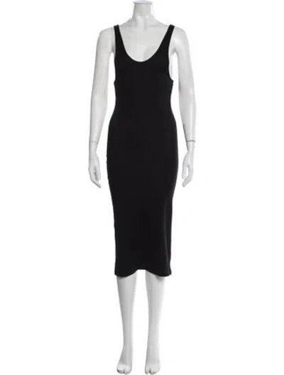 Pre-owned Saint Laurent Silk Midi Length Dress In Black