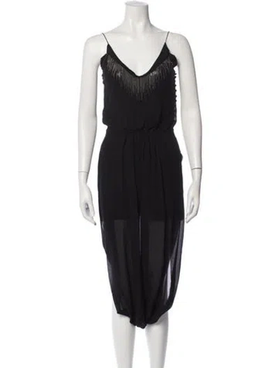 Pre-owned Saint Laurent Silk Midi Length Dress In Black